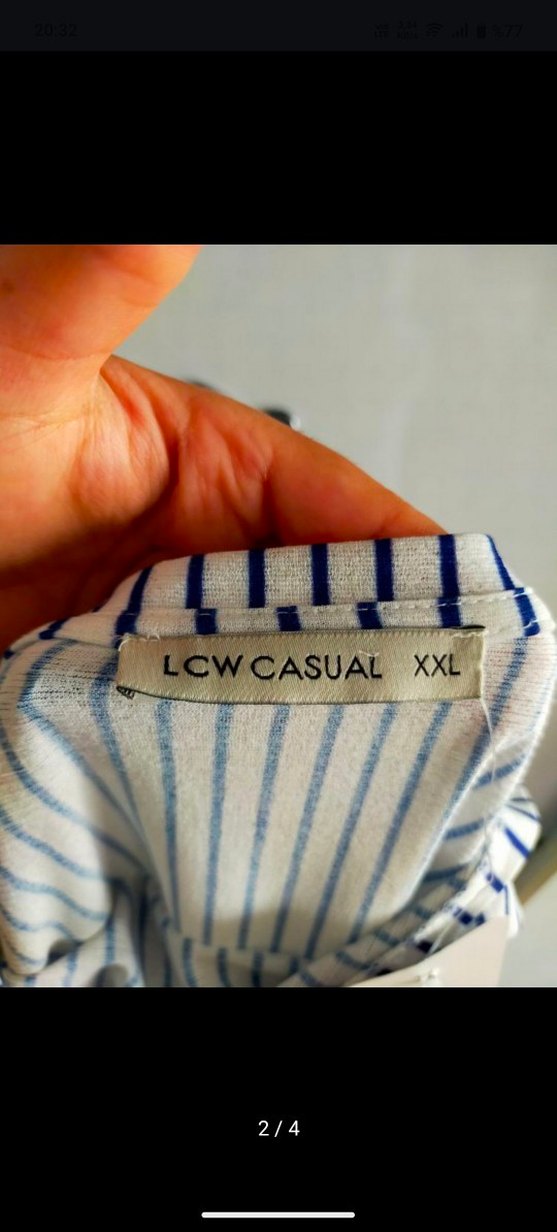 Dantel Detaylı Çizgili Kadın Bluz - Görsel 2