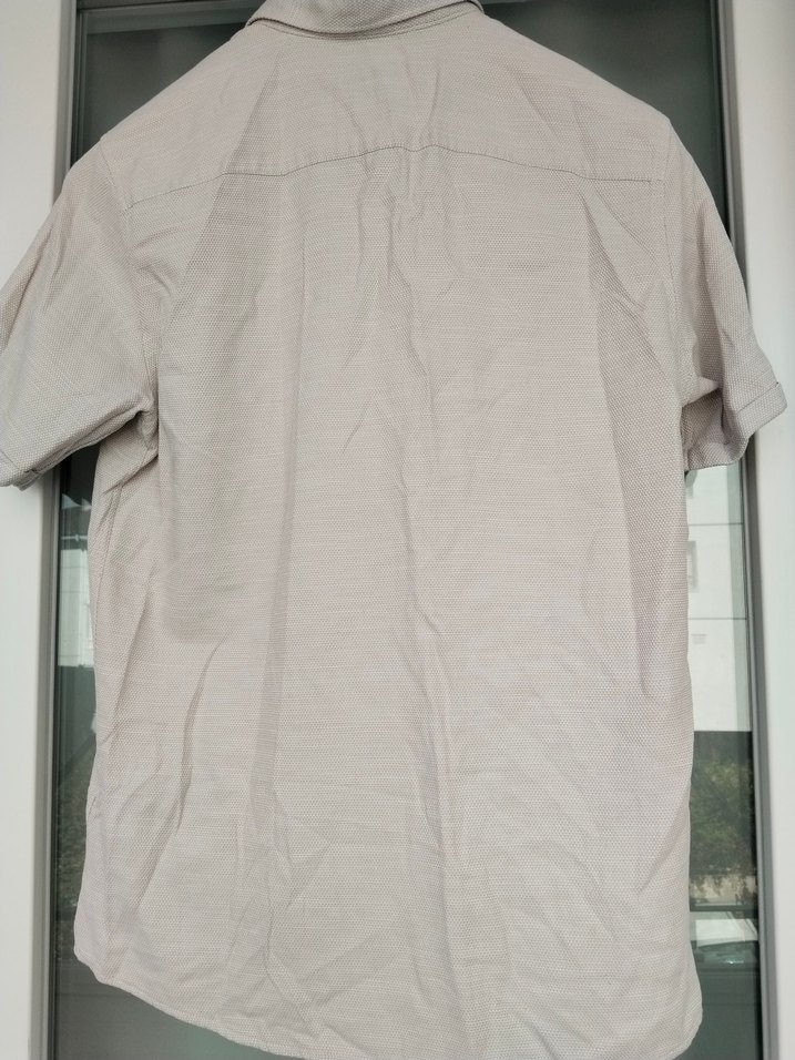 Bej Keten Kısa Kollu Erkek Gömlek - Görsel 4