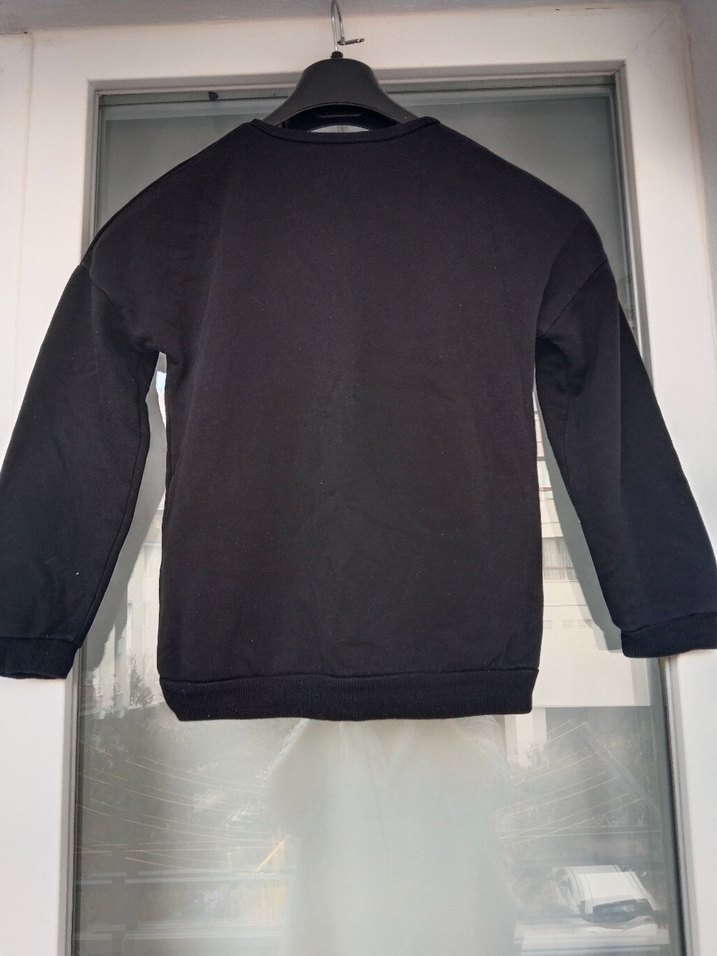 Kız Çocuk Siyah Baskılı Sweatshirt - Görsel 4