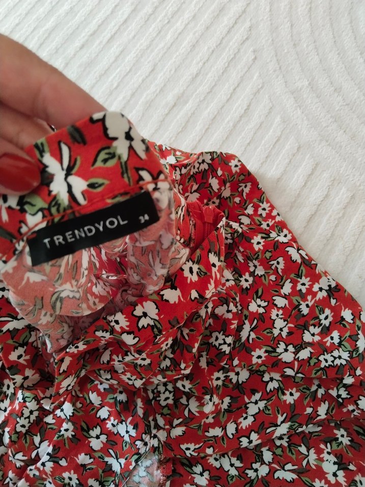 Kırmızı Renkli Uzun Bohem Midi Etek - Görsel 5