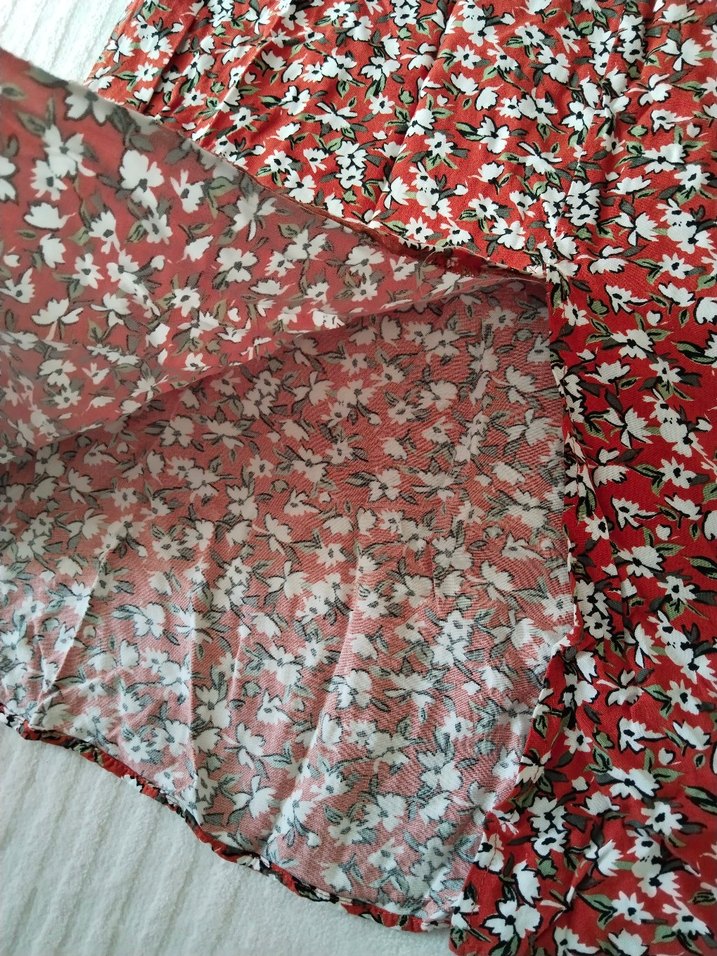 Kırmızı Renkli Uzun Bohem Midi Etek - Görsel 2