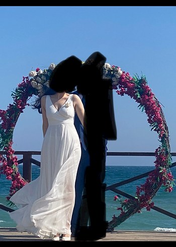 38 beden kırık beyaz uzun A tip ya da helen gibi elbise