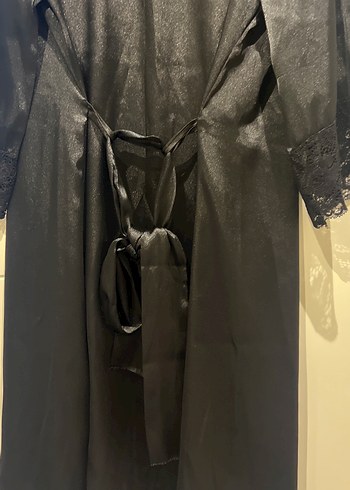 Uzun Siyah  Kadın Sabahlık - Görsel 9