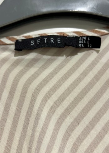 Bej Çizgili Kısa Bohem Kadın Elbise - Görsel 4