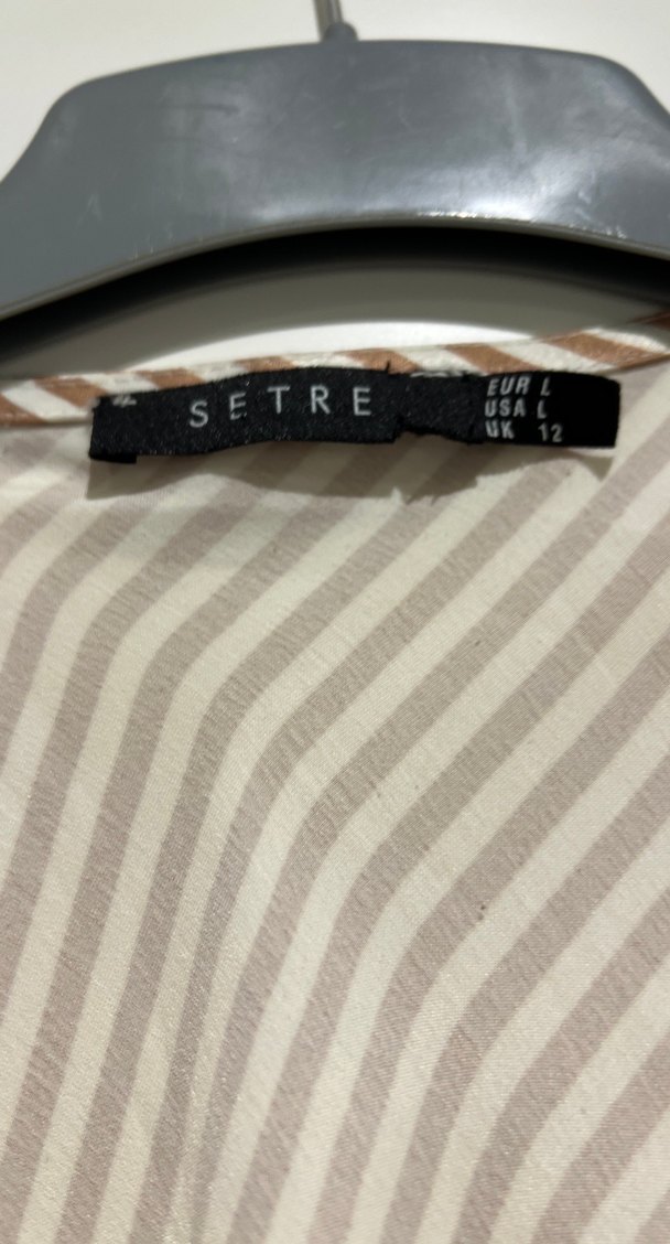 Bej Çizgili Kısa Bohem Kadın Elbise - Görsel 4