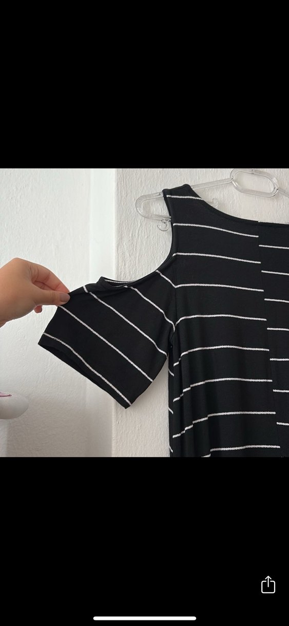 Çizgili Siyah Midi Elbise Pull & Bear - Görsel 3