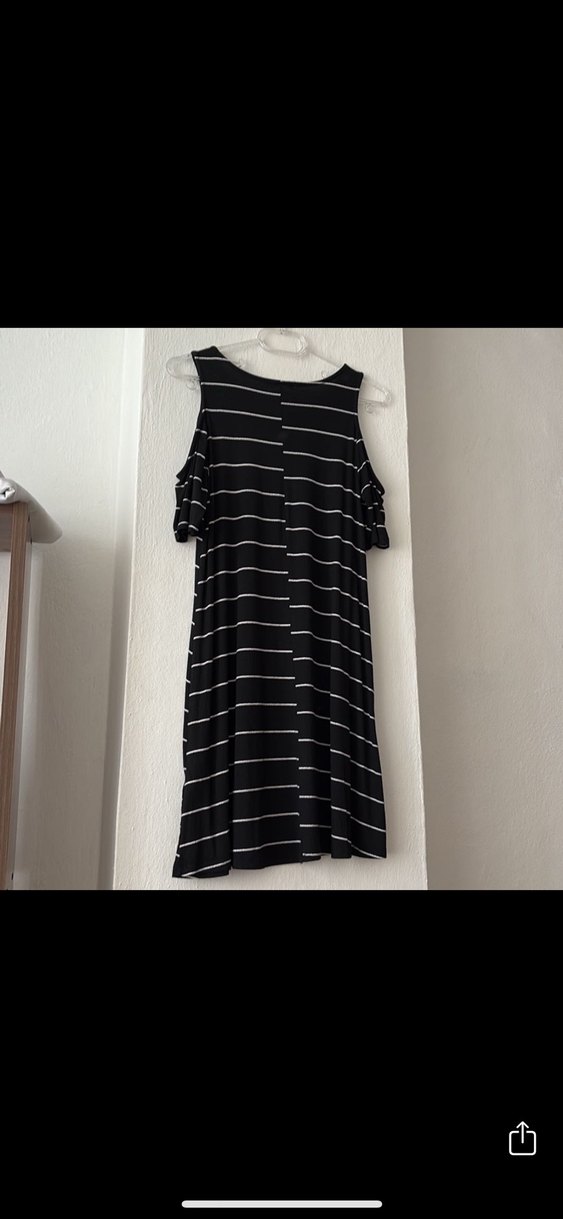 Çizgili Siyah Midi Elbise Pull & Bear - Görsel 2