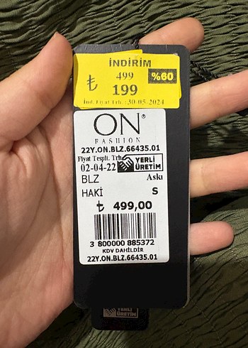 Kısa Kollu Pliseli Keten Yeşil Bluz - Görsel 2