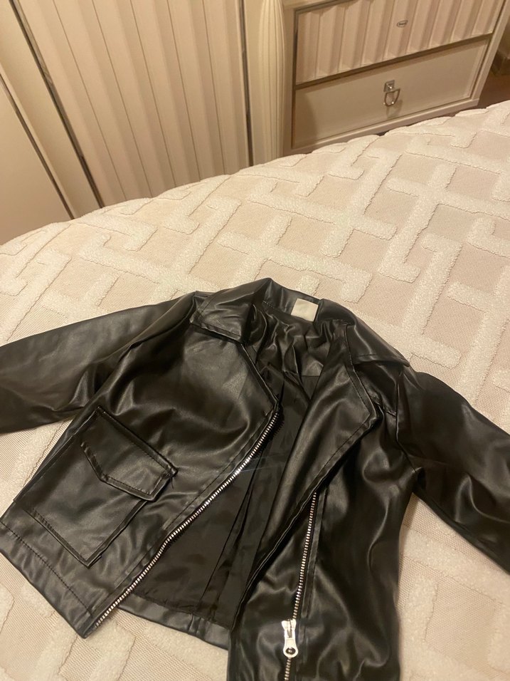 Siyah Deri bebek ceket 12-18 ay - Görsel 2