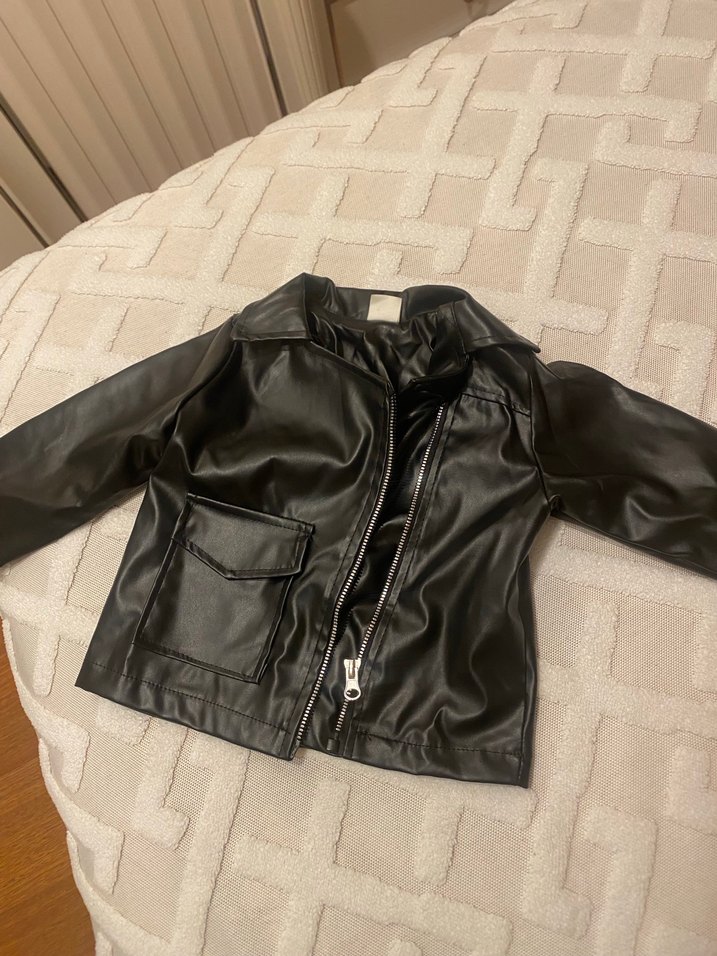 Siyah Deri bebek ceket 12-18 ay - Görsel 3