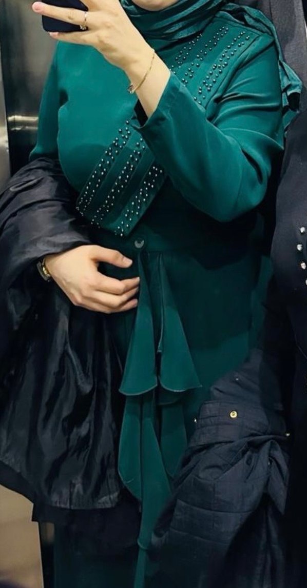 Zümrüt yeşili Uzun tesettür Abiye tulum
 .aynı renk şalı da var. - Görsel 2