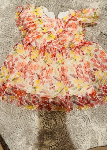 Kız Çocuk Renkli Fırfırlı Elbise - Görsel 2