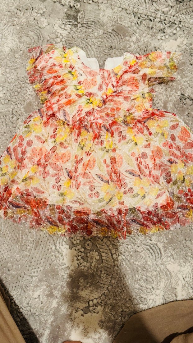 Kız Çocuk Renkli Fırfırlı Elbise - Görsel 2