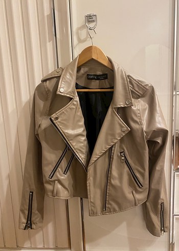 Bej Kadın Deri Ceket - Görsel 4