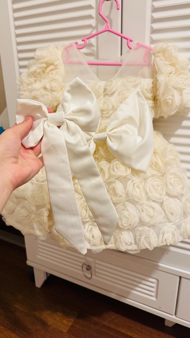 Kız Çocuk Beyaz güllü gelinlik - Görsel 4