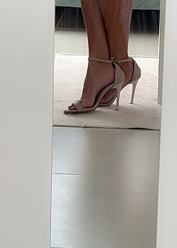 Bej Süet Stiletto Ayakkabı