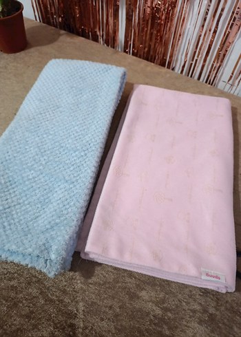 yumaşak pamuklu Mavi pembe bebek Battaniyesi - Görsel 2