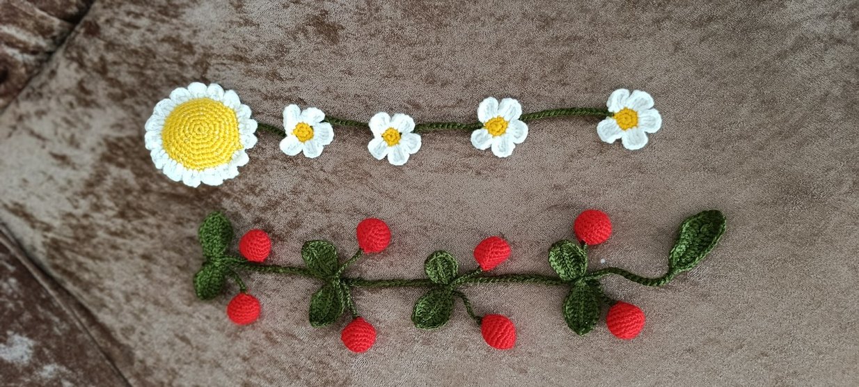 kirazlı  Renkli Bohem Çiçekli Çocuk Saç Aksesuarı - Görsel 4