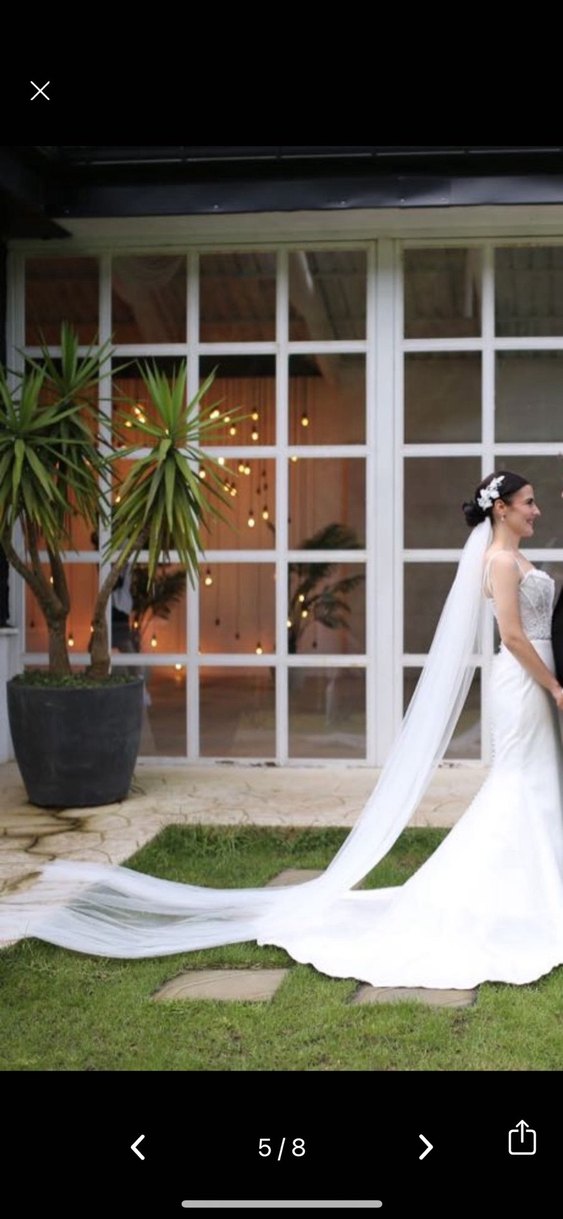 İncili Straplez Yaka İnce Askılı Saten Balık Gelinlik - Görsel 5