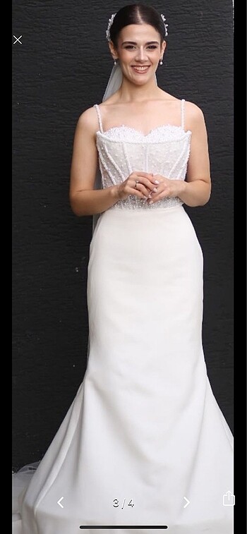 Saten balık gelinlik - Görsel 4