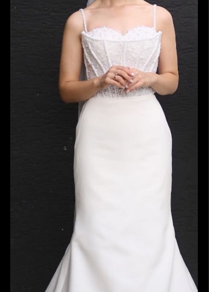 Saten balık gelinlik - Görsel 4