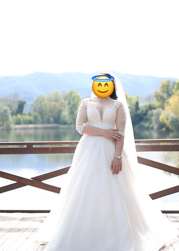 Modern Klasik kayık yaka Gelinlik