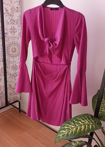 Pembe Bohem Mini Elbise