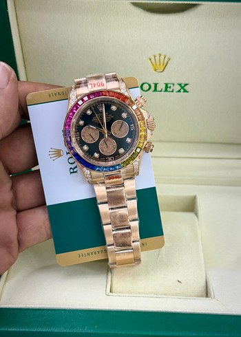 Renkli Taş Detaylı Rolex Erkek Saat