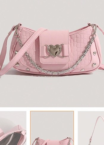 Pudra Renk Zincir Detaylı Kadın Omuz Çantası - Görsel 2