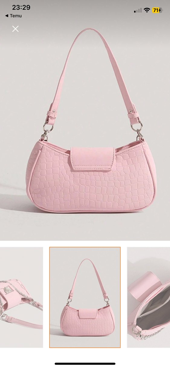 Pudra Renk Zincir Detaylı Kadın Omuz Çantası - Görsel 4