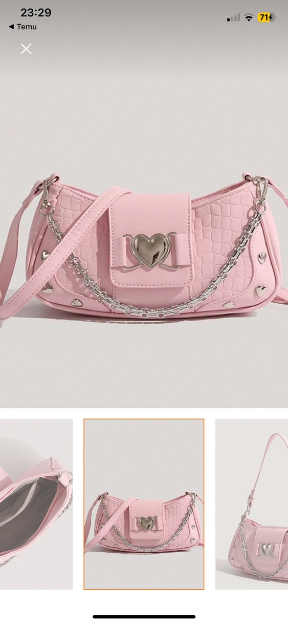 Pudra Renk Zincir Detaylı Kadın Omuz Çantası - Görsel 2