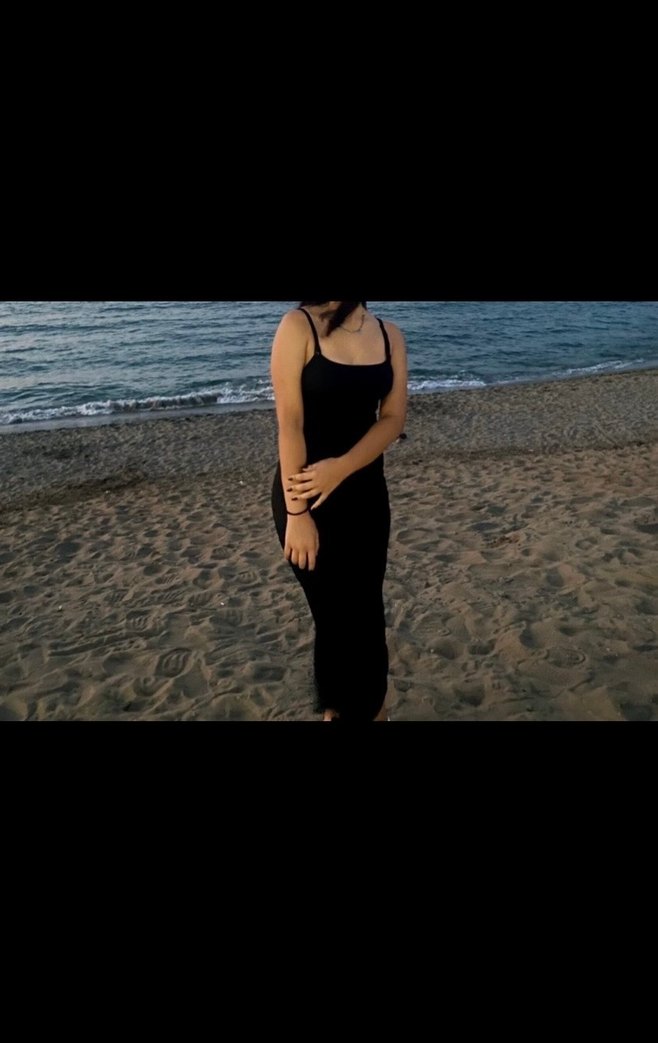 Siyah V Yakalı İnce Askılı Elbise - Görsel 2