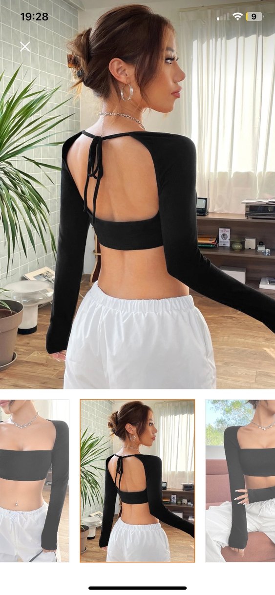 Siyah Straplez Uzun Kollu Mini Bluz - Görsel 2