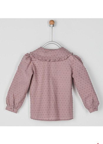 Nakış Detaylı Lila Bej Kız Çocuk Gömlek - Görsel 2