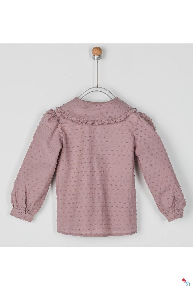 Nakış Detaylı Lila Bej Kız Çocuk Gömlek - Görsel 2