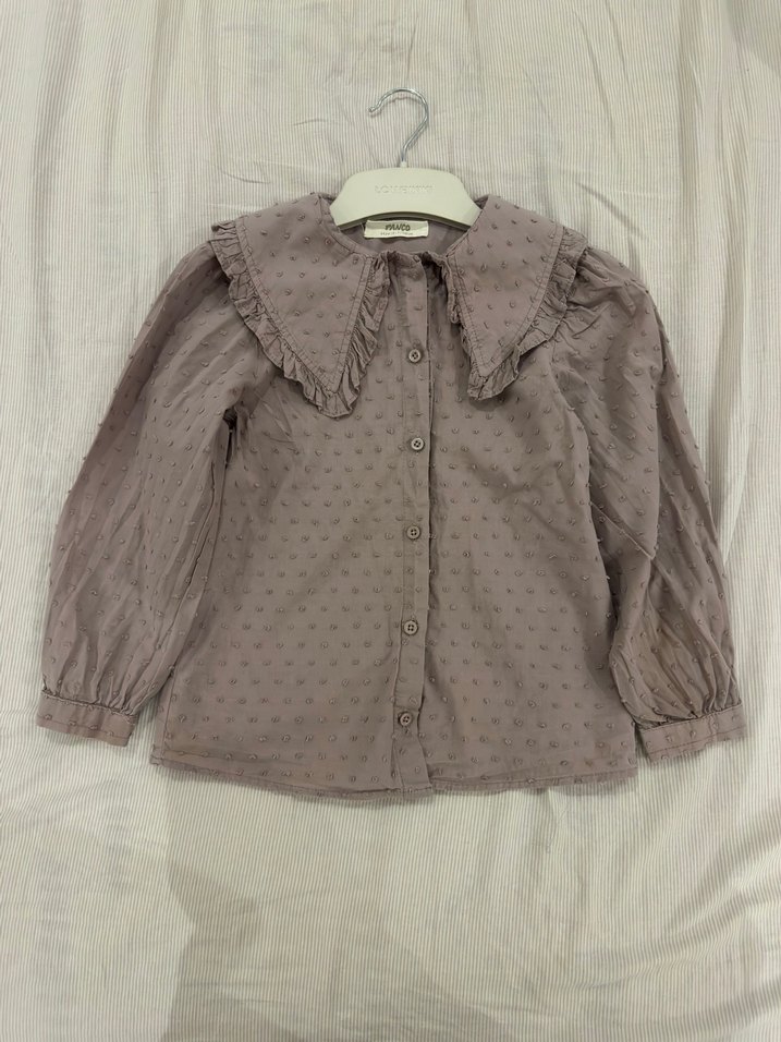 Nakış Detaylı Lila Bej Kız Çocuk Gömlek - Görsel 3