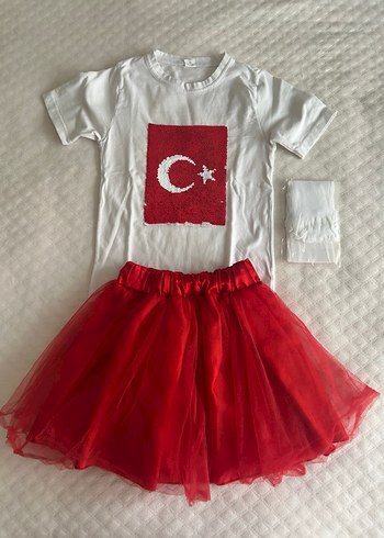 Kız Çocuk Kırmızı Nakışlı Dantel Detaylı Etek - Görsel 2