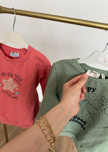 Renkli Desenli Kız Sweatshirt - Görsel 6