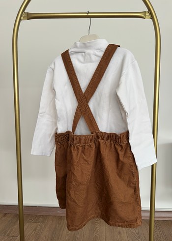 Kız Çocuk Nakışlı Kahverengi Elbise - Görsel 3