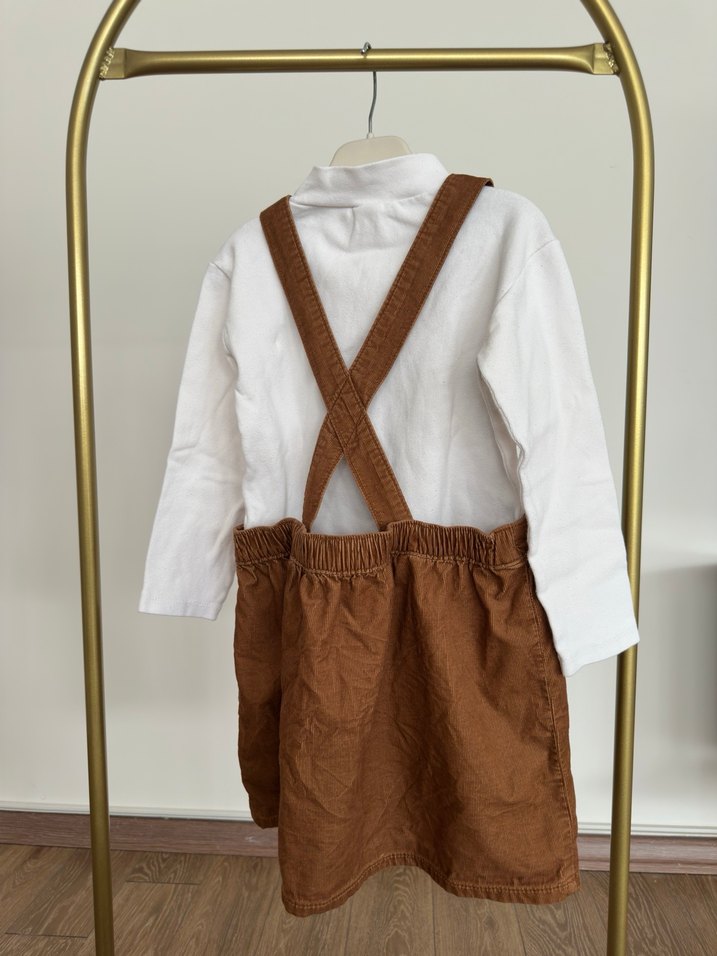 Kız Çocuk Nakışlı Kahverengi Elbise - Görsel 3