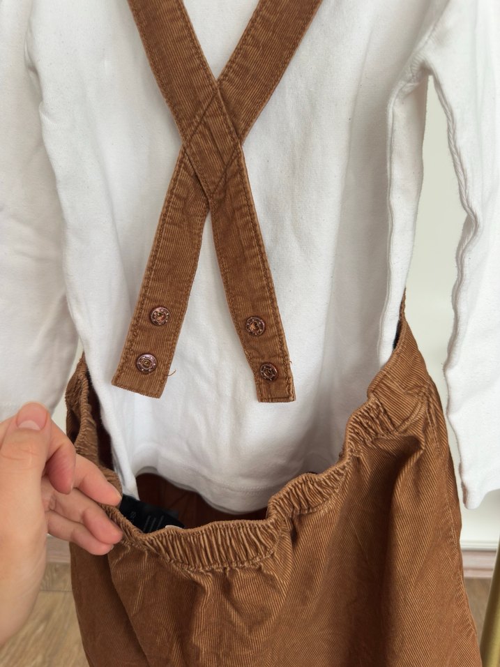 Kız Çocuk Nakışlı Kahverengi Elbise - Görsel 5