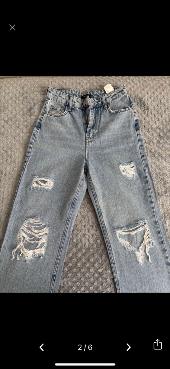 Yırtık Detaylı Bol Kesim Midi Kot Pantolon - Görsel 2