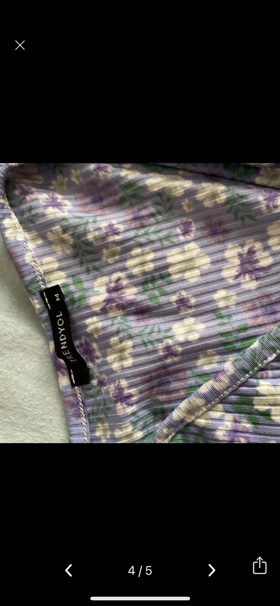 Mor Çiçek Desenli V Yaka Kolsuz Uzun Elbise - Görsel 3