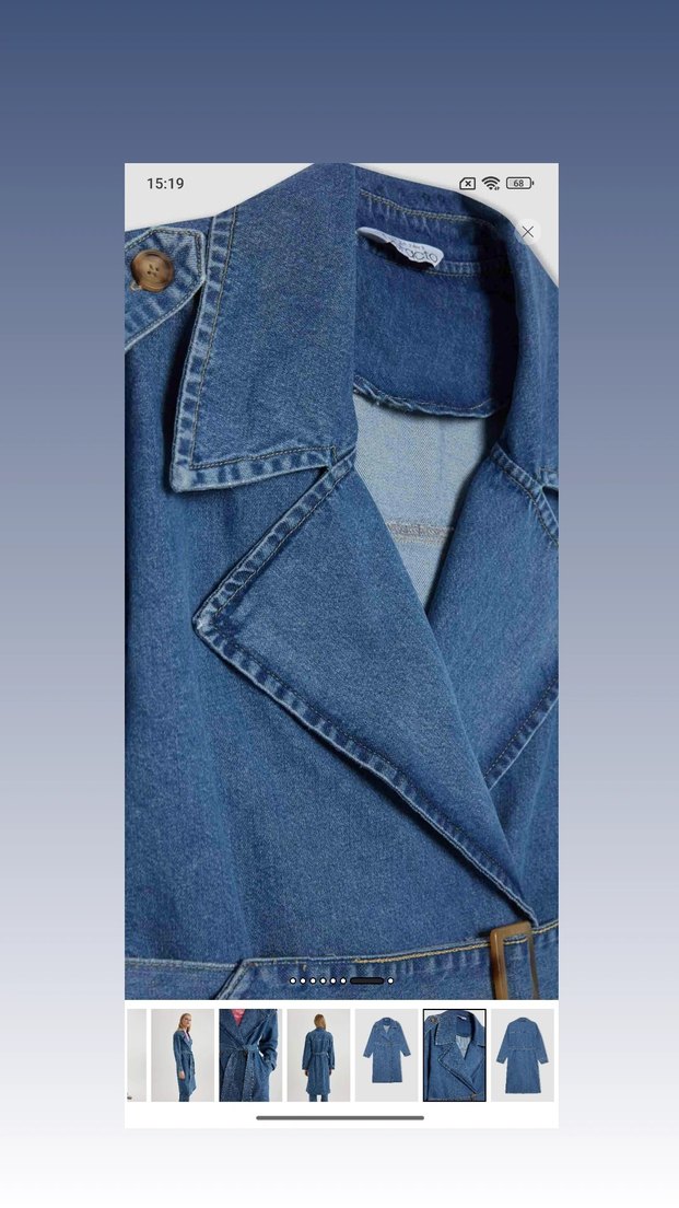 Düğmeli Lacivert Denim Kadın Trençkot - Görsel 2