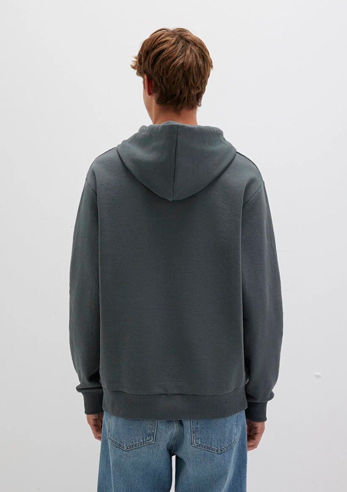Gri Kapüşonlu Oversize Sweatshirt - Görsel 4