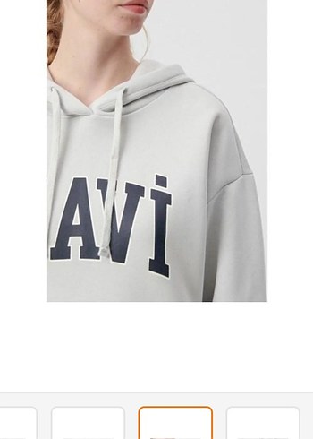 Mavi Gri Kapüşonlu Oversize Sweatshirt - Görsel 4