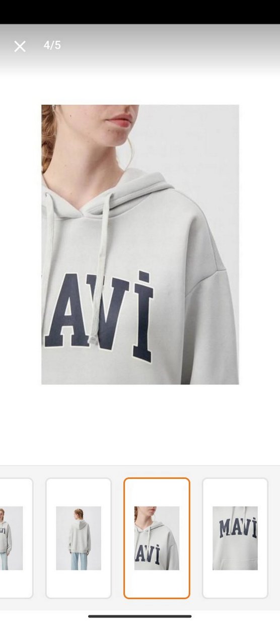 Mavi Gri Kapüşonlu Oversize Sweatshirt - Görsel 4