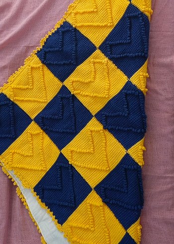 Renkli Kareli Örgü Çocuk Battaniyesi - Görsel 3