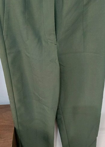 Kadın Haki Kumaş Pantolon Midi Boy Regular Fit - Görsel 3