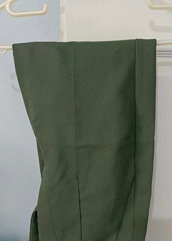 Kadın Haki Kumaş Pantolon Midi Boy Regular Fit - Görsel 4